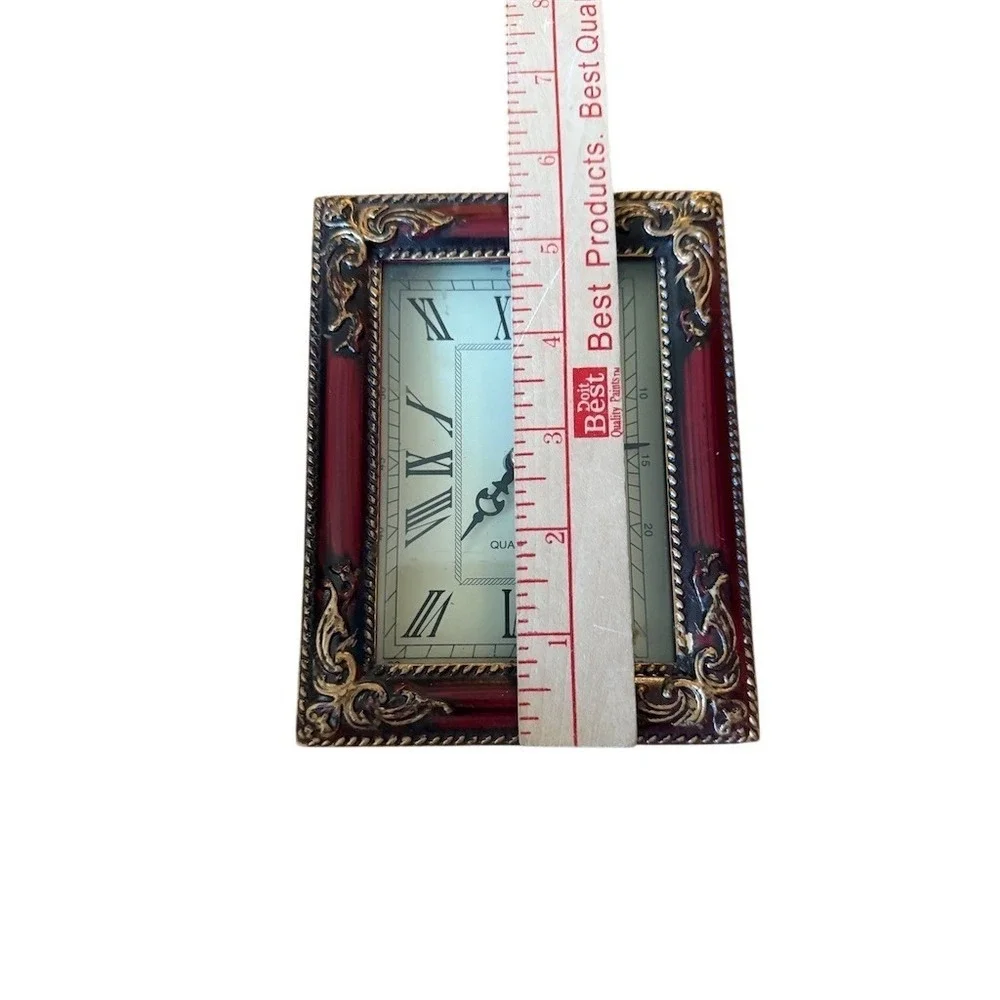 Forever Beautiful Vintage Ornate Wall Clock Red & Gold Roman Numerals analog 6x5